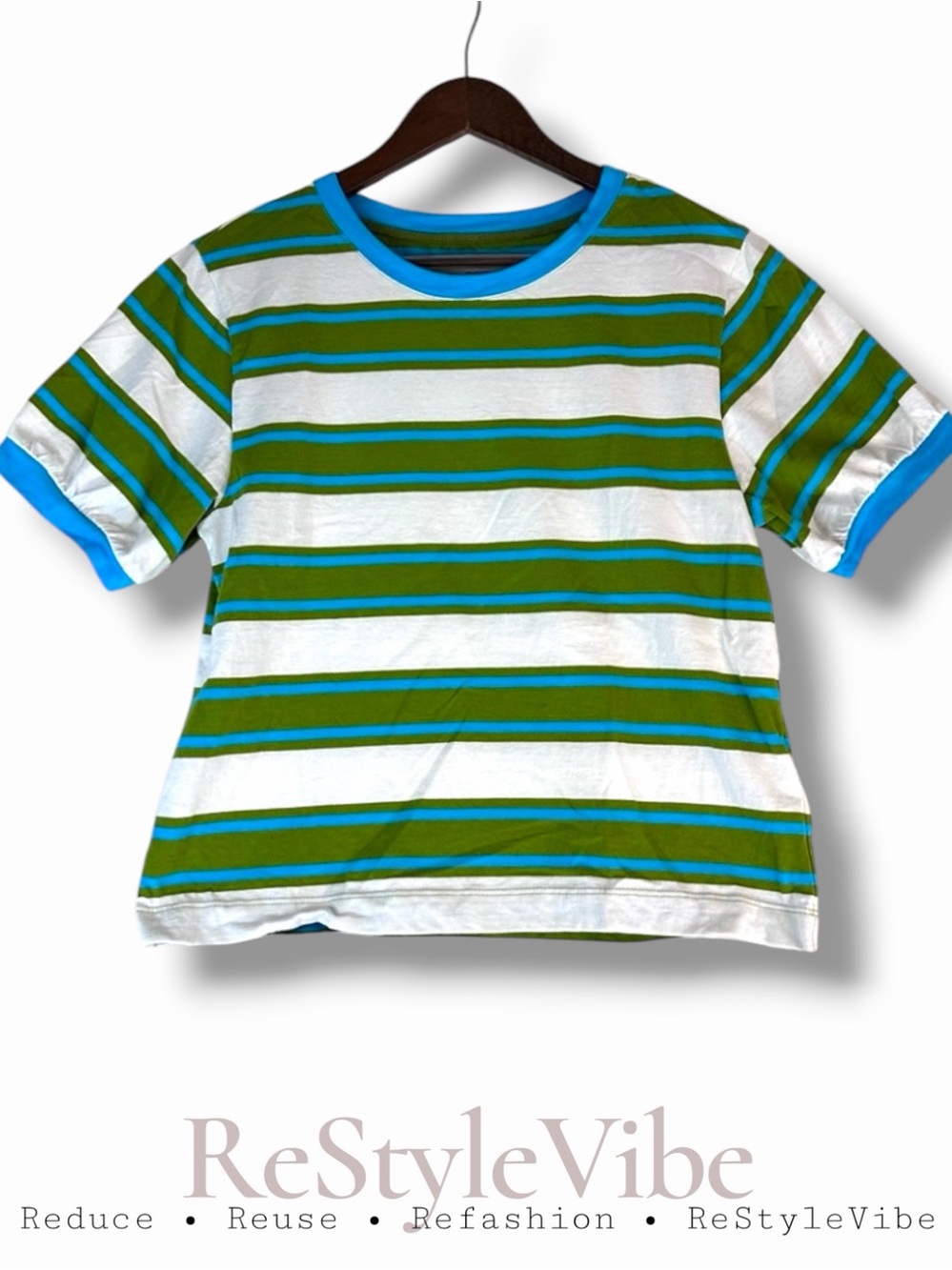 PILCRO ANTHROPOLOGIE Women’s Size S Tee T-Shirt Top Cropped Striped Short Sleeve